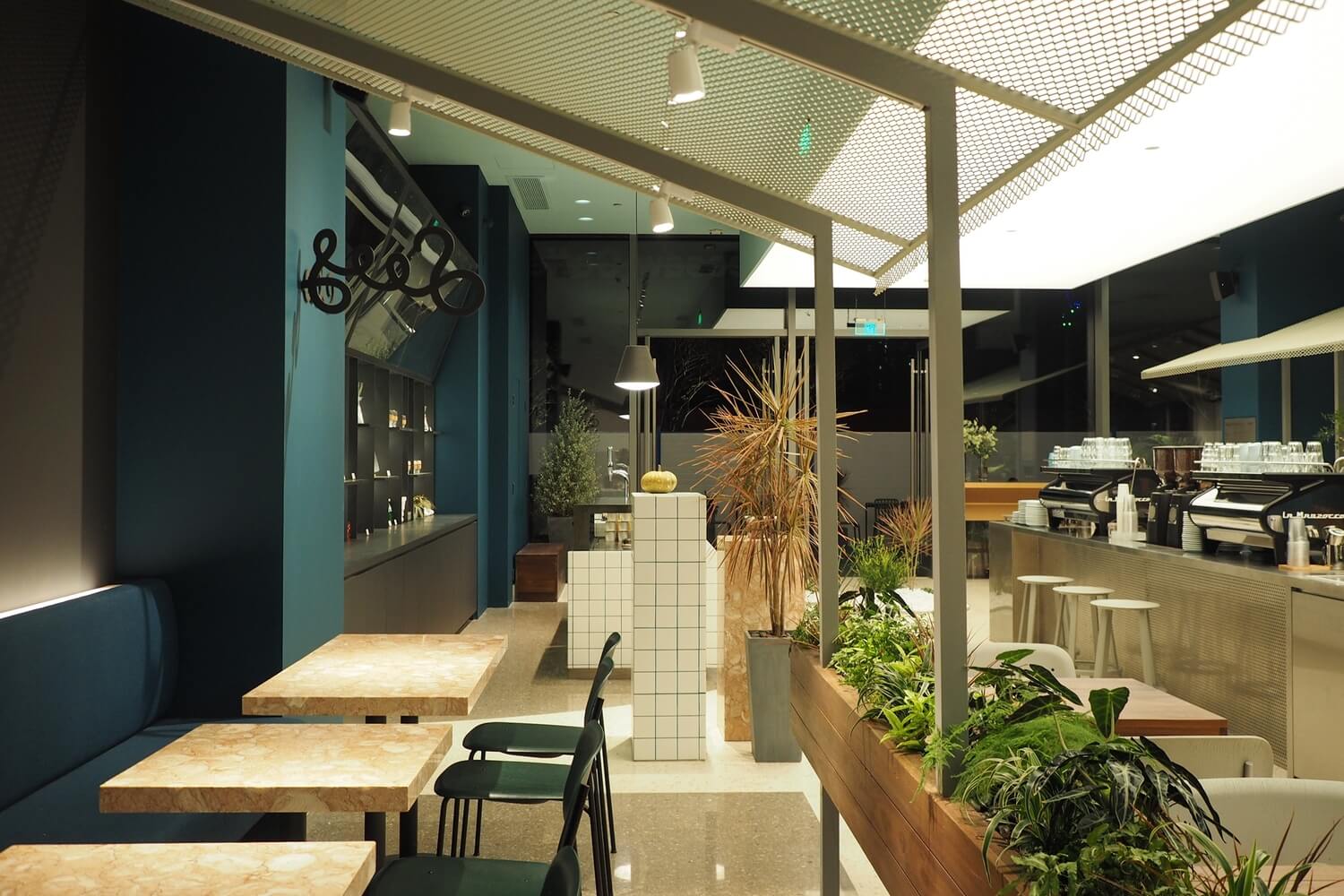 expanded metal ceilings in coffee store