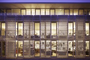 Tiny offices decorated with expanded metal mesh