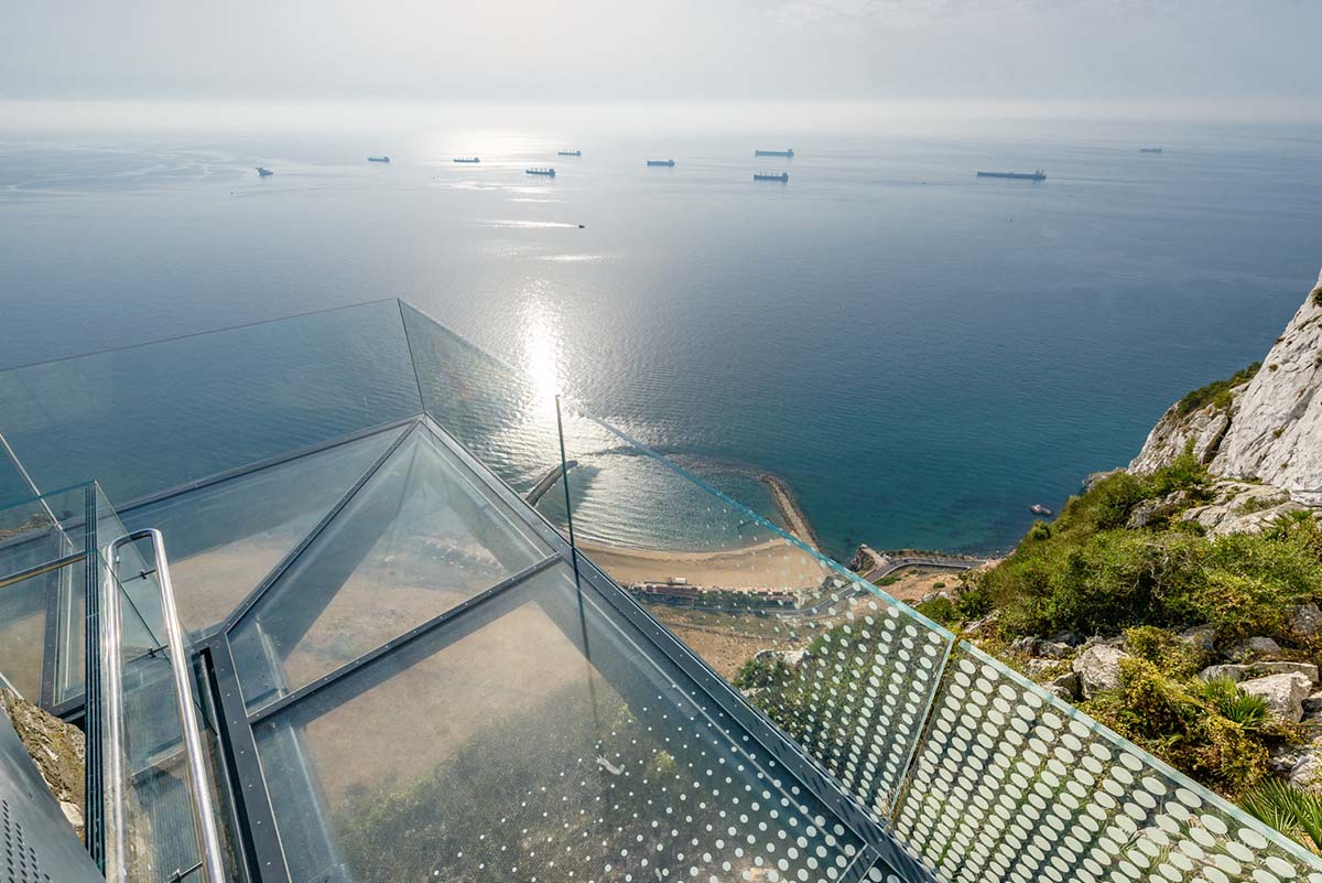 the clear glass footpath