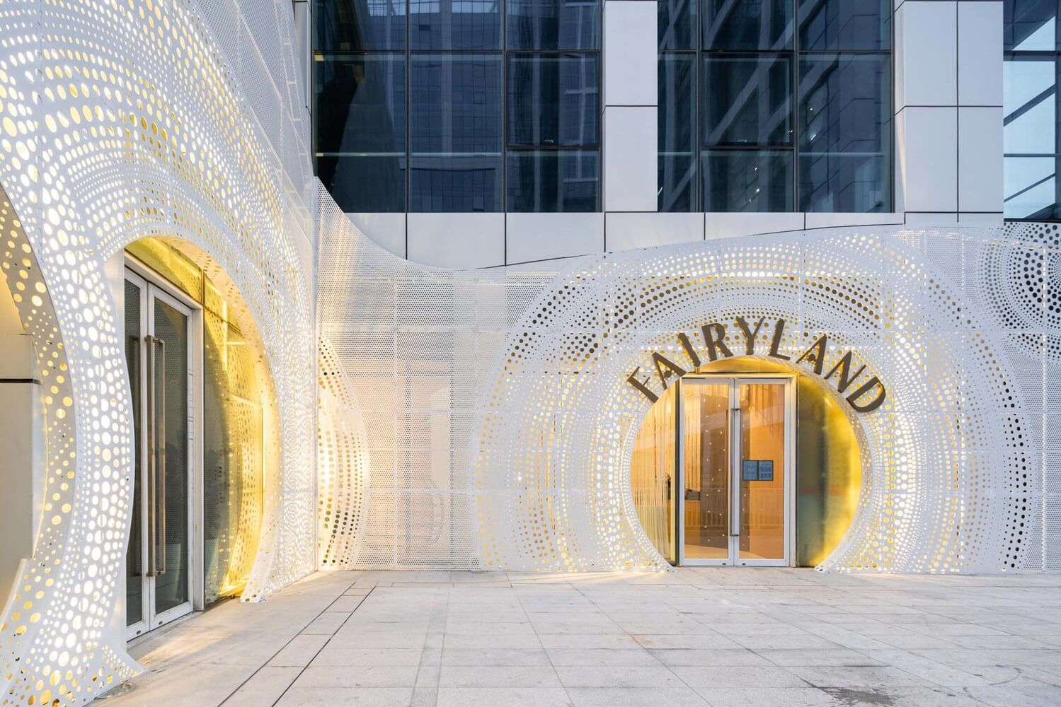 the big entrance in gold light