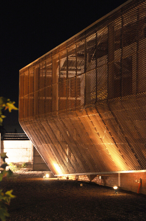 the expanded metal surface under the light