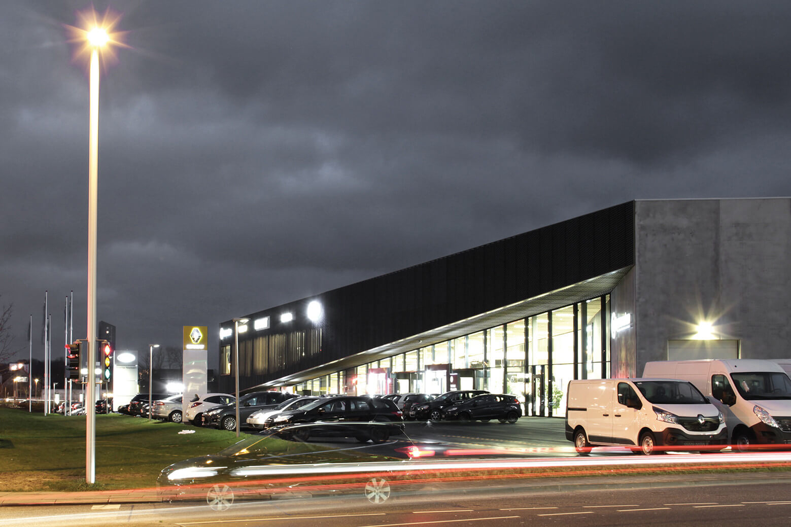 various cars at night