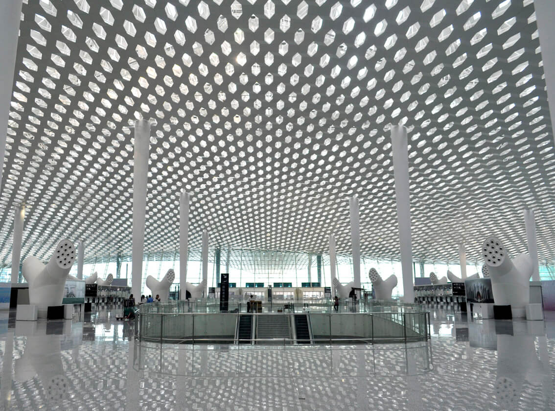 white perforated metal panel suspended ceiling