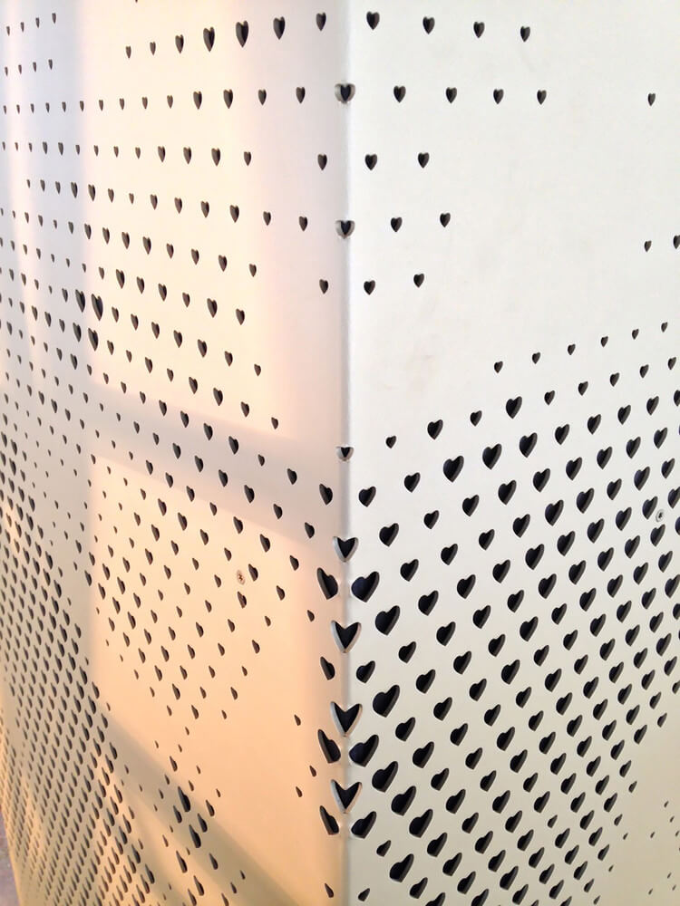 heart shape perforated metal panel
